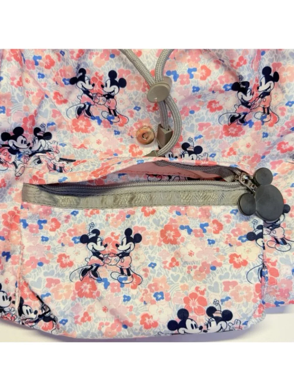 LeSportsac Mickey Minnie Spring Fling Mini Voyager Backpack + Bag Charm